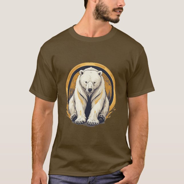 Camiseta Ilustração Elegante de Urso Polar (Frente)
