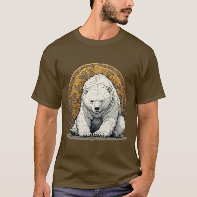 Camiseta Ilustração Elegante de Urso Polar (Frente)