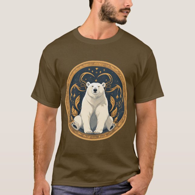 Camiseta Ilustração Elegante de Urso Polar (Frente)