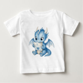 Camiseta Ilustração em Aquarela de Bebê Dragão de Inverno F