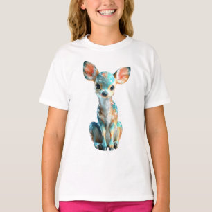 Camiseta Ilustração em Aquarela de Fawn Manchado Colorido p