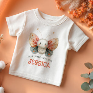 Camiseta Ilustração em Aquarela de Mariposa Fofa Nome do Be
