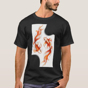 Camiseta Ilustração em Aquarela de Peixe Koi Elegante
