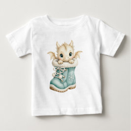 Camiseta Ilustração em Aquarela de Snowboot de Dragão Bebê