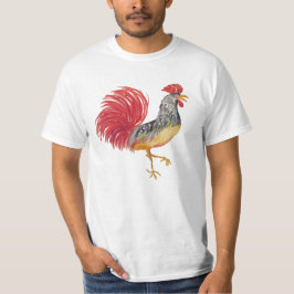 Camiseta Ilustração em Aquarela do Galo Vermelho do País