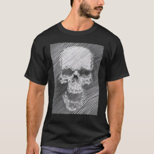 Camiseta Ilustração em branco de cabeça de esqueleto humano