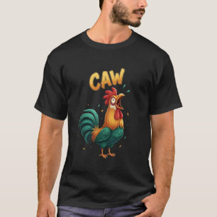 Camiseta Ilustração Engraçada de Galo Cantando Animal de Fa