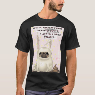 Camiseta Ilustração engraçada e fofa do pug rosa coelho da 