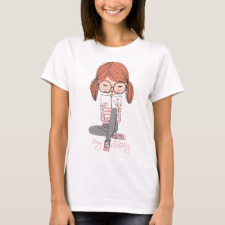 Camiseta ilustração entre mulheres e cartoon-girl