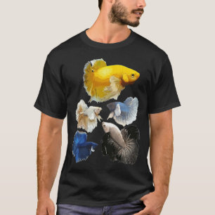 Camiseta Ilustração estilizada de peixe tropical em azul-tu