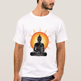 Camiseta Ilustração estilizada de uma silhueta de buda