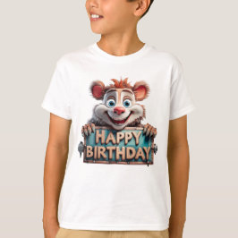 Camiseta Ilustração Feliz Aniversário de Cartoon
