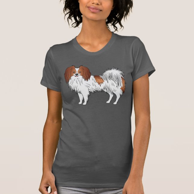 Camiseta Ilustração Feliz de Phalène Vermelho e Branco Fofo (Frente)