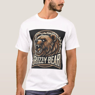 Camiseta Ilustração Feroz de Urso Cinzento