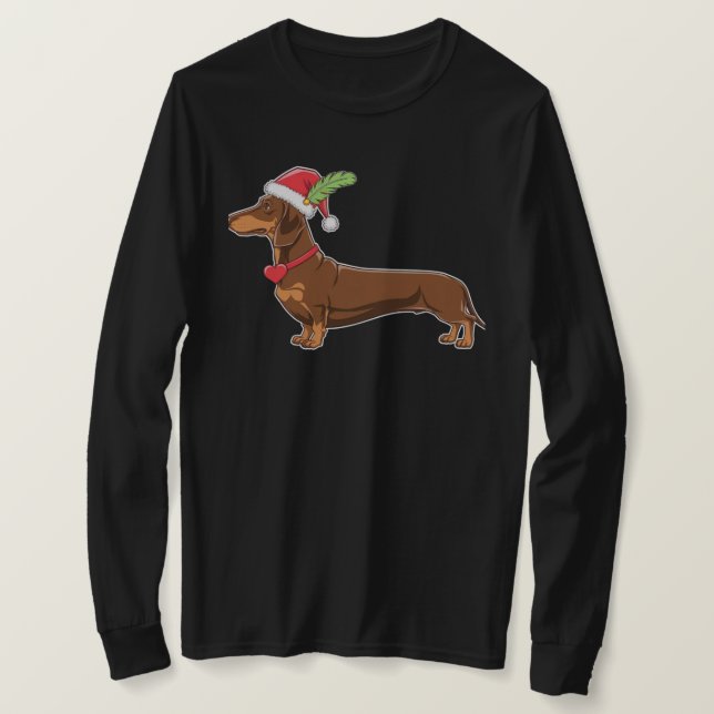 Camiseta Ilustração Festiva Dachshund (Frente do Design)