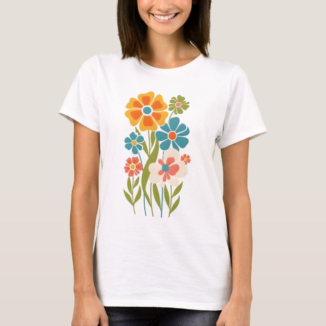 Camiseta Ilustração Floral Retro Boho (Frente)