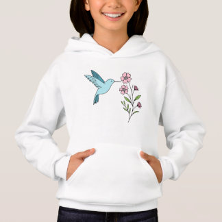 Camiseta Ilustração Floral Rosa-Rosa e Hummingbird