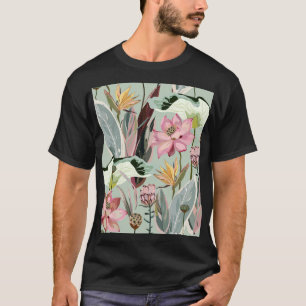 Camiseta Ilustração Floral Vintage de Flores Grandes