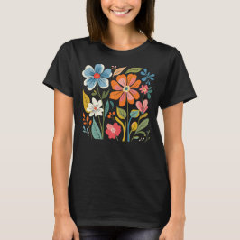 Camiseta Ilustração Floral Vintage – Estética de Flores Ret