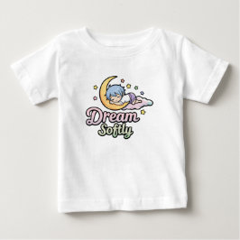 Camiseta Ilustração Fofa da Lua Adormecida com Citação