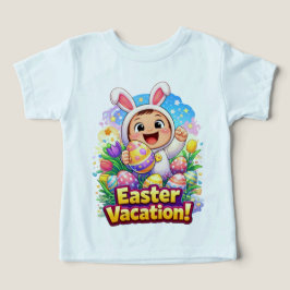 Camiseta Ilustração Fofa de Coelhozinho de Férias de Páscoa