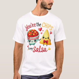 Camiseta Ilustração Fofa de Lanche de Chips e Salsa