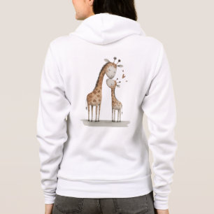 Camiseta Ilustração Fofa de Mamãe e Bebê Girafa