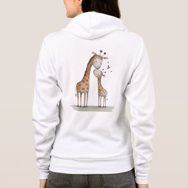 Camiseta Ilustração Fofa de Mamãe e Bebê Girafa (Verso)
