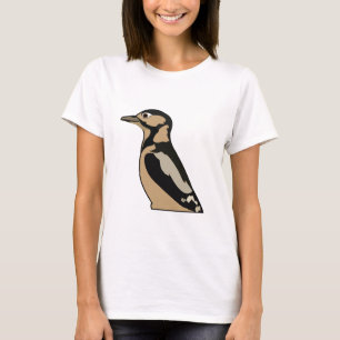 Camiseta Ilustração Fofa de Pássaro Pica-Pau