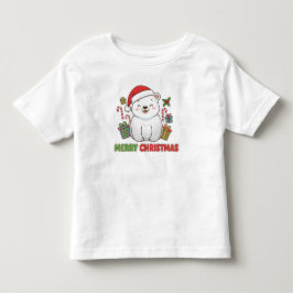 Camiseta Ilustração Fofa de Urso Polar de Natal