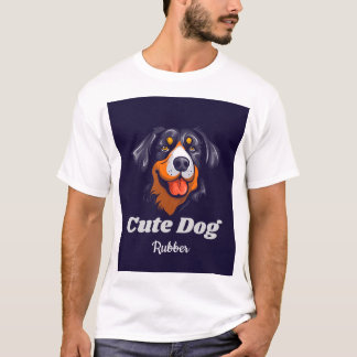 Camiseta Ilustração Fofa do Cão de Montanha Bernês - "Cacho