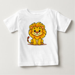 Camiseta Ilustração fofa e estilo cartoon de um leão