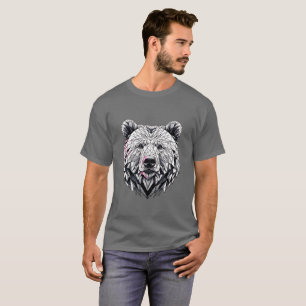 Camiseta Ilustração Geométrica Da Face Do Urso Poligonal