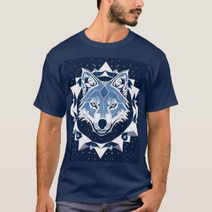 Camiseta Ilustração Geométrica de Lobo