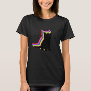 Camiseta Ilustração gráfica de gato preto abstrato vintage 