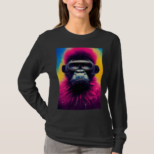 Camiseta Ilustração Gráfica de Gorila Colorido e Descolado