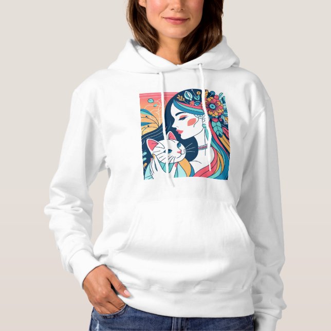 Camiseta Ilustração Gráfica de Senhora Cat (Frente)