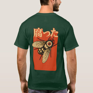 Camiseta Ilustração Grotesca de Mosca Vintage em Vermelho