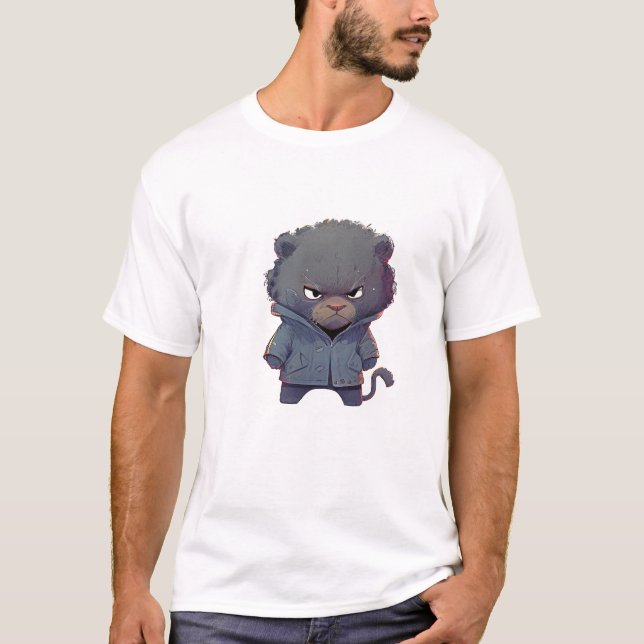 Camiseta Ilustração Humorística Adorável e Cuta Pantera (Frente)