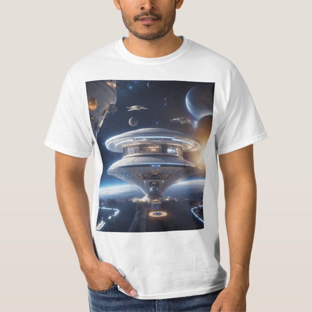 Camiseta Ilustração Impressionante da Estação Espacial Prof (Frente)