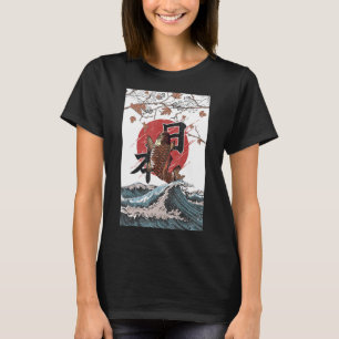 Camiseta Ilustração Japonesa Da Carpa Koi Pulando Sobre O