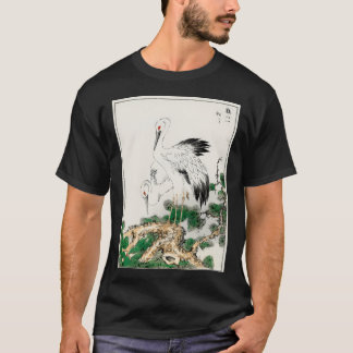Camiseta Ilustração Japonesa De Árvore De Pinheiros E Pinhe