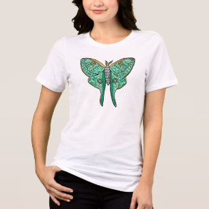Camiseta Ilustração Luna Moth - Verde e Dourada