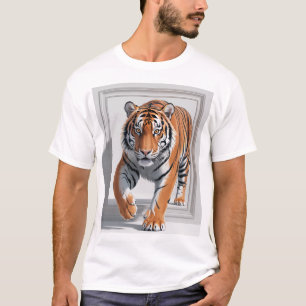 Camiseta Ilustração Majestosa de Tigre 3D Hyper-Realístic