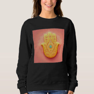 Camiseta Ilustração Mão Amarela Hamsa Cor Pastel Mulheres