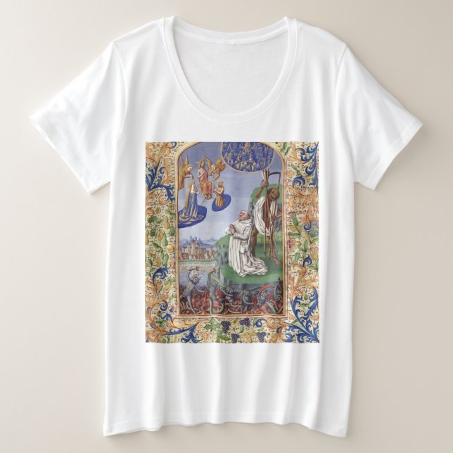 Camiseta Ilustração Medieval de São Bernardo de Claraval (Frente do Design)