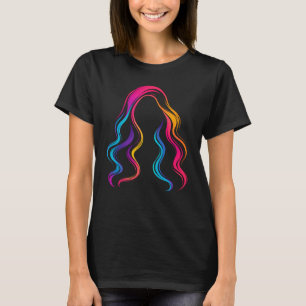 Camiseta Ilustração Minimalista de Cabelo Ondulado Neon Vib