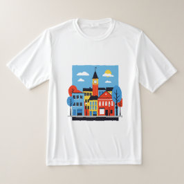 Camiseta Ilustração minimalista de casas europeias