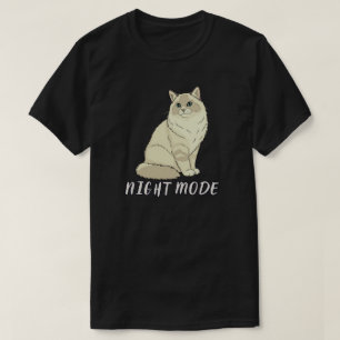 Camiseta Ilustração Minimalista de Gatinho em Modo Noturno