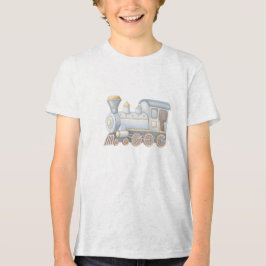 Camiseta Ilustração Minimalista de Trem a Vapor em Pastel